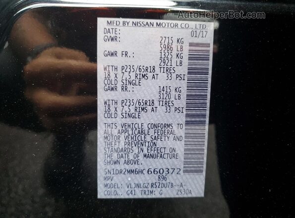 5N1DR2MM6HC660372 2017 NISSAN PATHFINDER Черный 