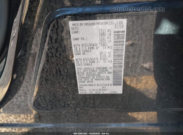 5N1DR2MM8JC637049 2018 NISSAN PATHFINDER Black 