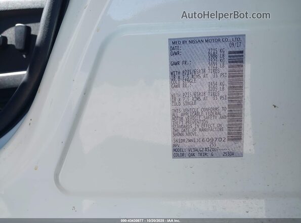 5N1DR2MN1JC609702 2018 NISSAN PATHFINDER White 