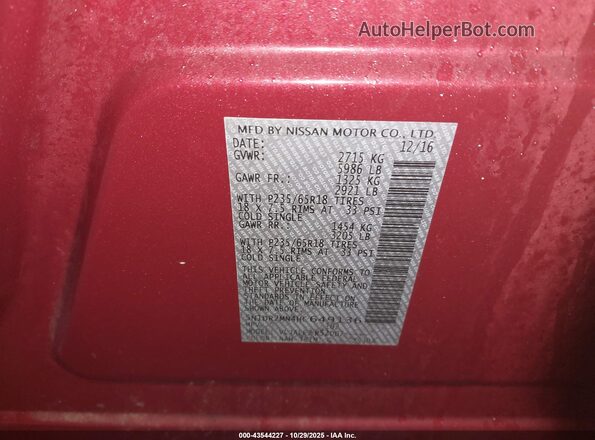 5N1DR2MN4HC649136 2017 NISSAN PATHFINDER Красный 