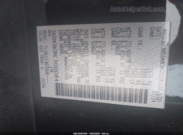 5N1DR3BC8RC300084 2024 NISSAN PATHFINDER Black 