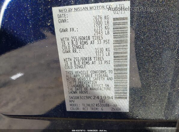 5N1DR3CC9PC241994 2023 NISSAN PATHFINDER Blue Widok komory silnika