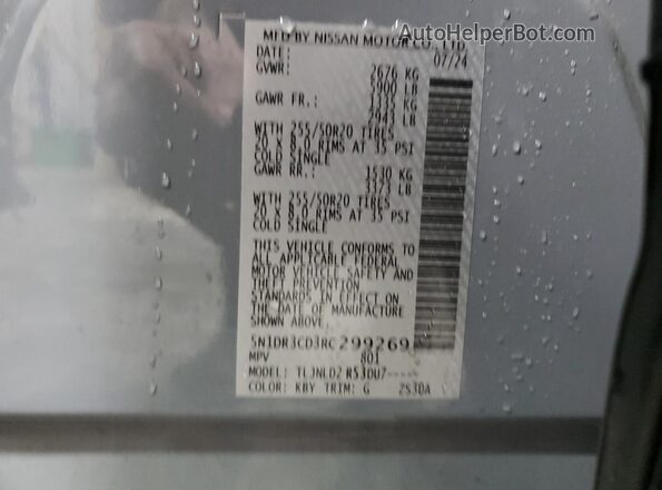 5N1DR3CD3RC299269 2024 NISSAN PATHFINDER Gray 