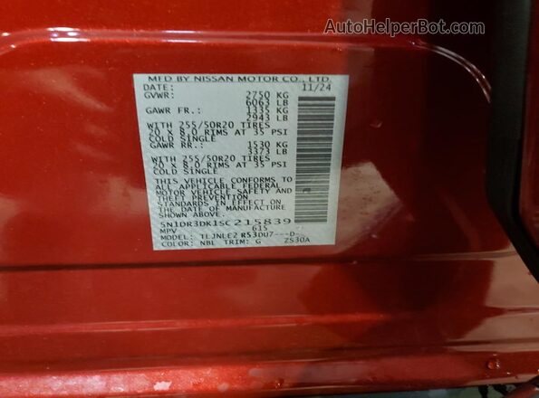 5N1DR3DK1SC215839 2025 NISSAN PATHFINDER Maroon 