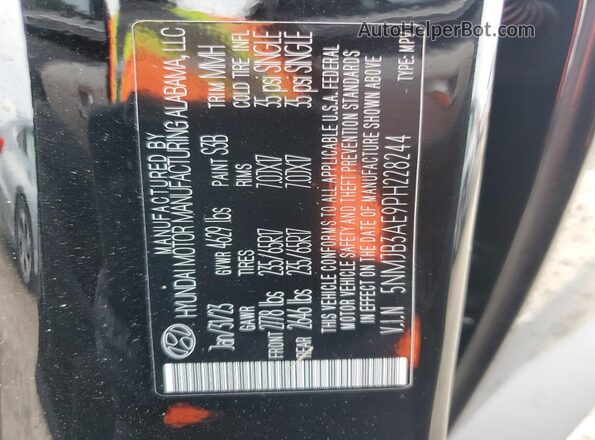 5NMJB3AE9PH228244 2023 HYUNDAI TUCSON Black Vista de la etiqueta del VIN