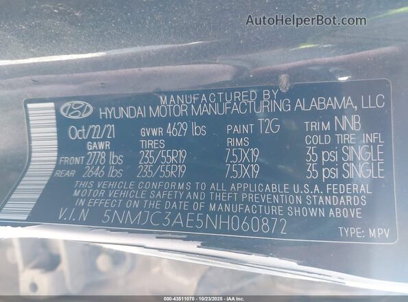 5NMJC3AE5NH060872 2022 HYUNDAI TUCSON Серый Вид подкапотного пространства