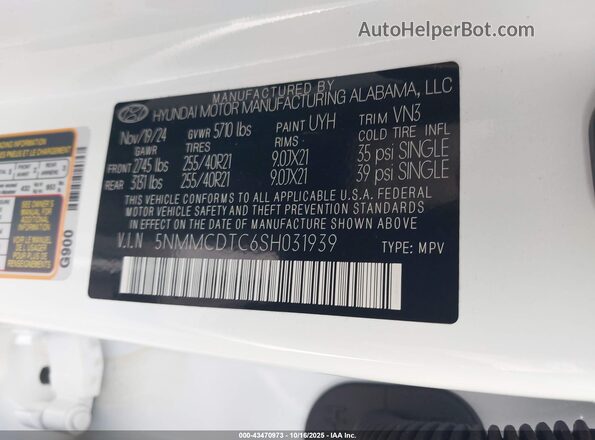 5NMMCDTC6SH031939 2025 GENESIS GV70 White Engine compartment view