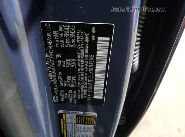5NMP2DGLXSH145145 2025 HYUNDAI SANTA Синий Вид наклейки с VIN-кодом