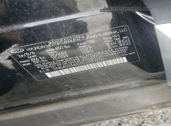5NMS23AD9LH141076 2020 HYUNDAI SANTA Black Vista de la etiqueta del VIN