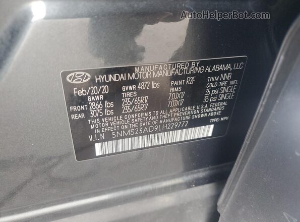 5NMS23AD9LH229772 2020 HYUNDAI SANTA Green Engine compartment view