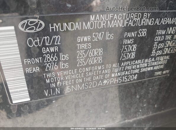 5NMS2DAJ9PH515204 2023 HYUNDAI SANTA FE Black Vista del compartimento del motor