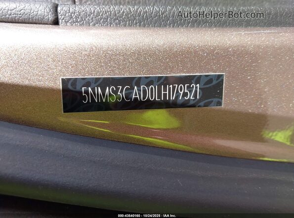 5NMS3CAD0LH179521 2020 HYUNDAI SANTA FE Gray Вид підкапотного простору