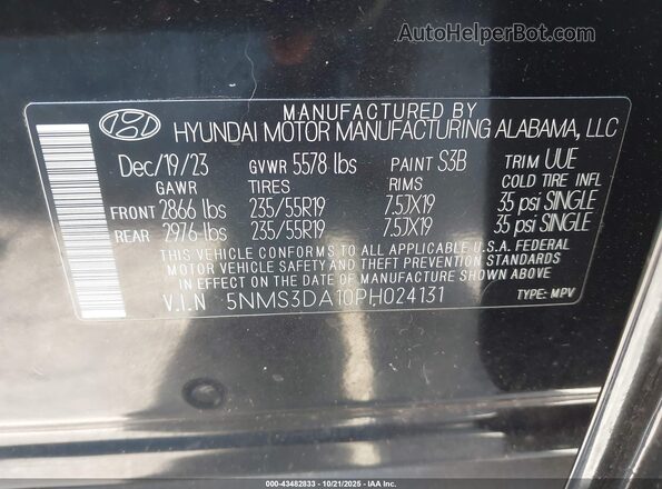 5NMS3DA10PH024131 2023 HYUNDAI SANTA FE HYBRID Black ძრავის განყოფილების ხედი