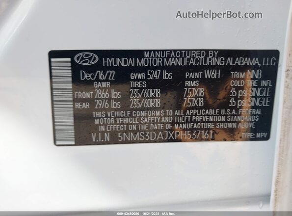 5NMS3DAJXPH537161 2023 HYUNDAI SANTA FE White Engine compartment view