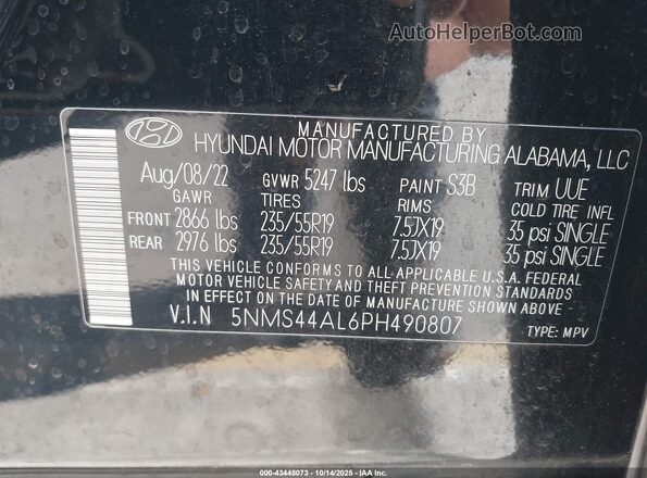 5NMS44AL6PH490807 2023 HYUNDAI SANTA FE Black Widok komory silnika