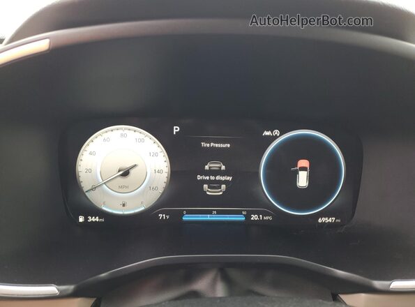 5NMS44AL9MH318895 2021 HYUNDAI SANTA White Вид щитка приладів