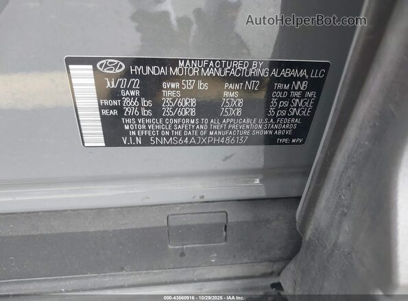 5NMS64AJXPH486137 2023 HYUNDAI SANTA FE Gray Շարժիչի բաժամունքի տեսք