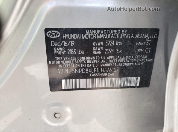 5NPD84LF1LH576107 2020 HYUNDAI ELANTRA Серебряный Вид подкапотного пространства