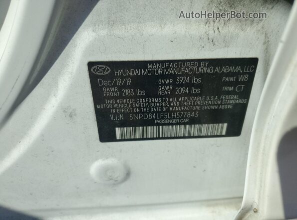 5NPD84LF5LH577843 2020 HYUNDAI ELANTRA Белый Вид подкапотного пространства