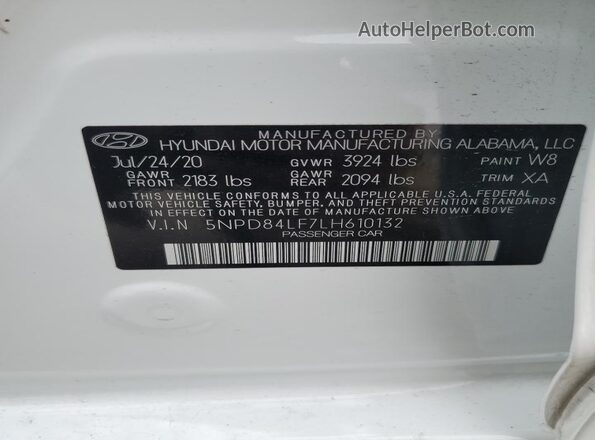 5NPD84LF7LH610132 2020 HYUNDAI ELANTRA White Engine compartment view