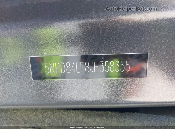 5NPD84LF8JH358355 2018 HYUNDAI ELANTRA Gray 