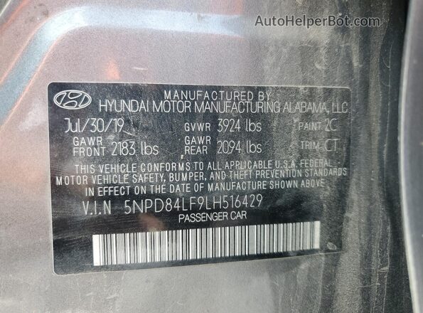 5NPD84LF9LH516429 2020 HYUNDAI ELANTRA Gray Շարժիչի բաժամունքի տեսք
