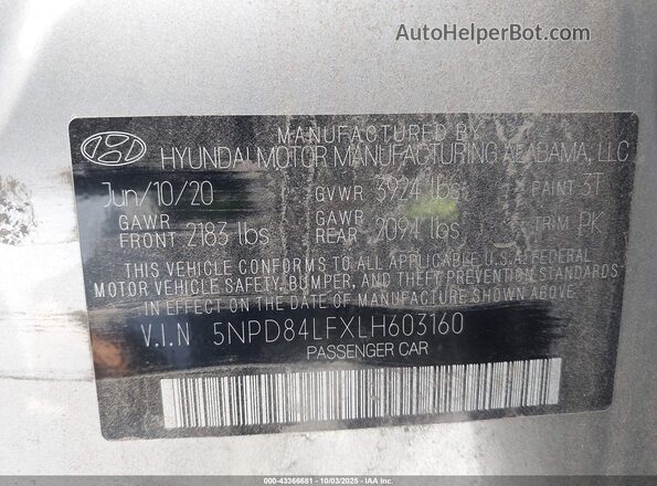5NPD84LFXLH603160 2020 HYUNDAI ELANTRA Серебряный Вид подкапотного пространства