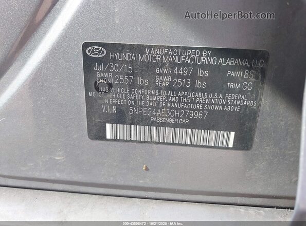 5NPE24AF3GH279967 2016 HYUNDAI SONATA Light Blue Շարժիչի բաժամունքի տեսք