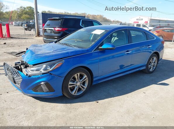 5NPE34AF6KH784665 2019 HYUNDAI SONATA Blue Առջևի ձախ երեք քառորդ տեսարան