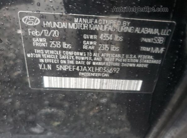 5NPEF4JAXLH036692 2020 HYUNDAI SONATA Charcoal Widok komory silnika