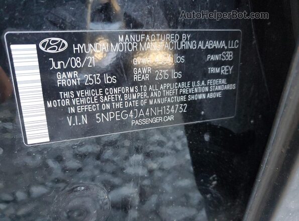 5NPEG4JA4NH134732 2022 HYUNDAI SONATA Blue 