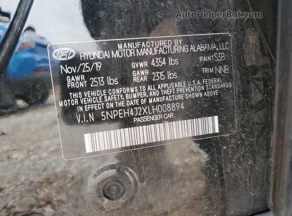 5NPEH4J2XLH008894 2020 HYUNDAI SONATA Black 