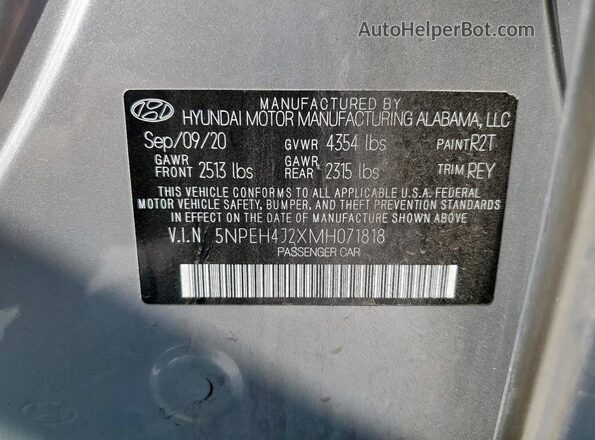 5NPEH4J2XMH071818 2021 HYUNDAI SONATA Silver 