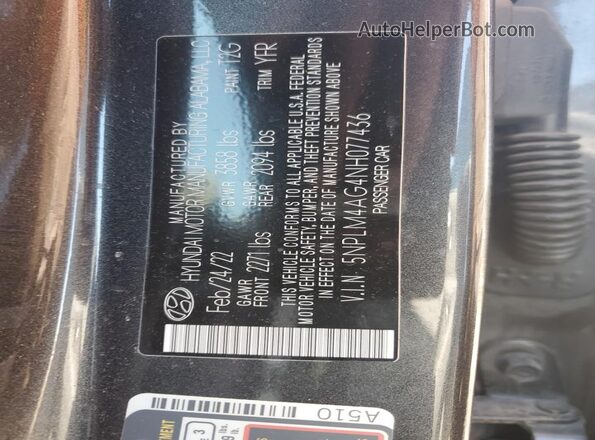 5NPLM4AG4NH077436 2022 HYUNDAI ELANTRA Black Շարժիչի բաժամունքի տեսք
