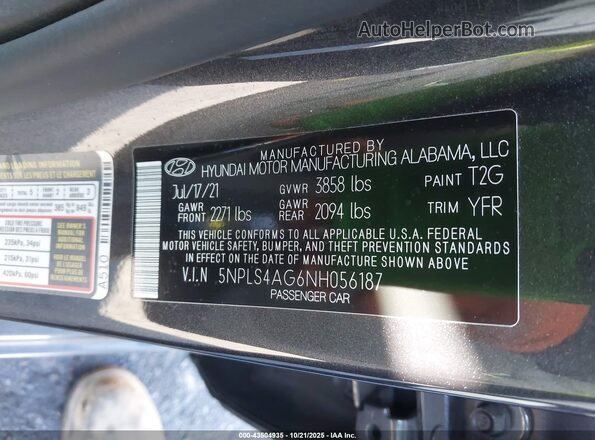 5NPLS4AG6NH056187 2022 HYUNDAI ELANTRA Gray Widok komory silnika