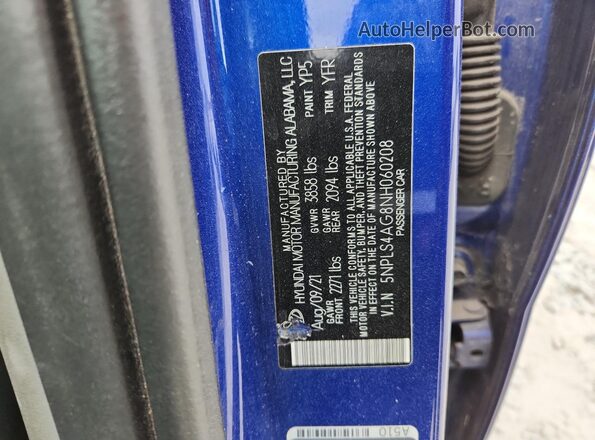 5NPLS4AG8NH060208 2022 HYUNDAI ELANTRA Blue Widok komory silnika
