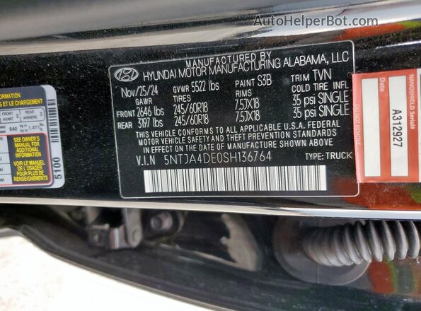 5NTJA4DE0SH136764 2025 HYUNDAI SANTA Black ძრავის განყოფილების ხედი