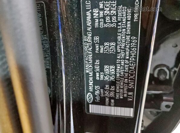 5NTJCDAE7PH061969 2023 HYUNDAI SANTA Black Vista del compartimento del motor