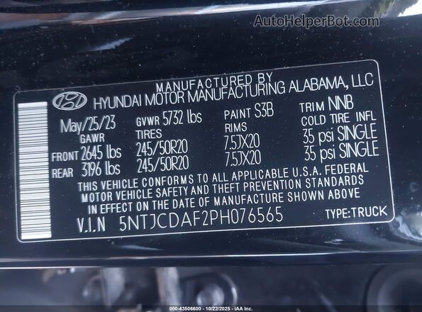 5NTJCDAF2PH076565 2023 HYUNDAI SANTA CRUZ Black 