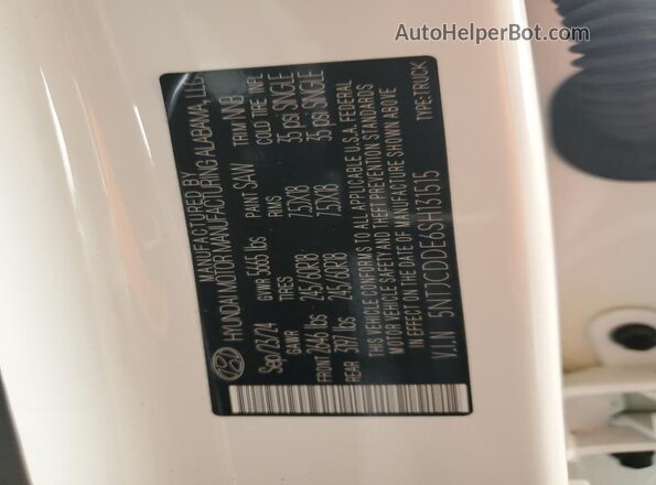 5NTJCDDE6SH131515 2025 HYUNDAI SANTA Белый 