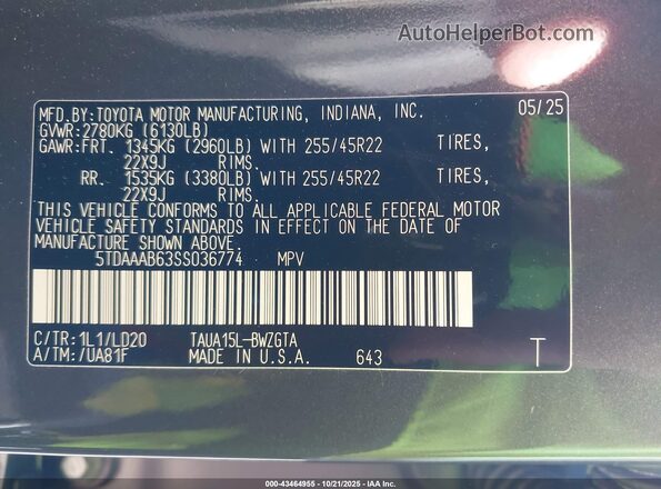 5TDAAAB63SS036774 2025 LEXUS TX 350 Gray Շարժիչի բաժամունքի տեսք