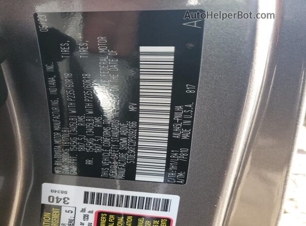 5TDESKFC2PS092166 2023 TOYOTA LIMITED Gray VIN կոդի պիտակի տեսք