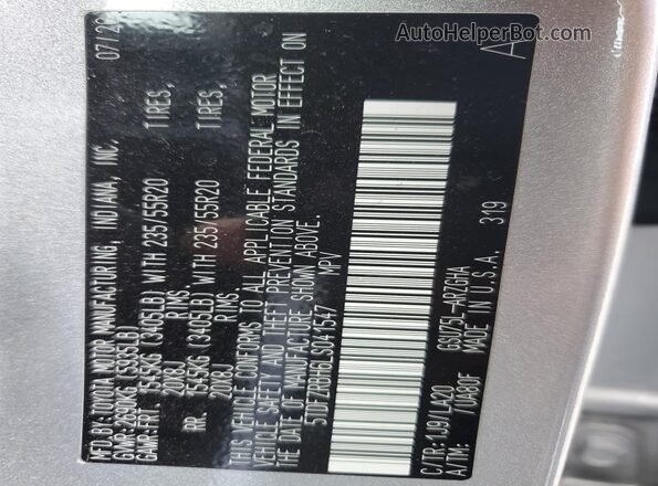 5TDFZRBH6LS041547 2020 TOYOTA HIGHLANDER Silver 360 interior view