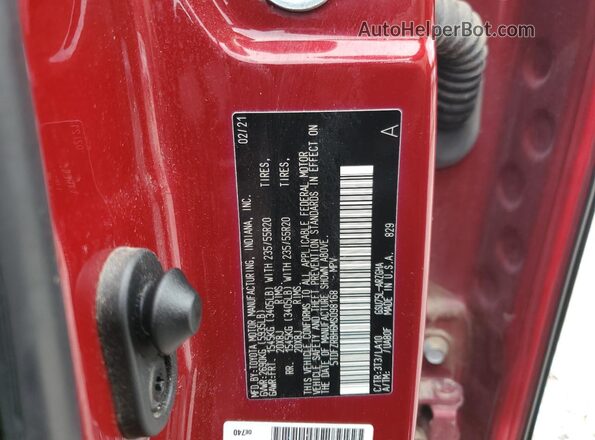 5TDFZRBH6MS098168 2021 TOYOTA HIGHLANDER Maroon Vista de la etiqueta del VIN