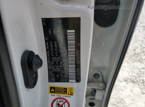 5TDJGRFH1JS046727 2018 TOYOTA HIGHLANDER HYBRID White VIN կոդի պիտակի տեսք