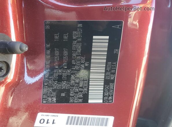 5TDKZ3DC8LS041367 2020 TOYOTA LE Бордовый Вид наклейки с VIN-кодом