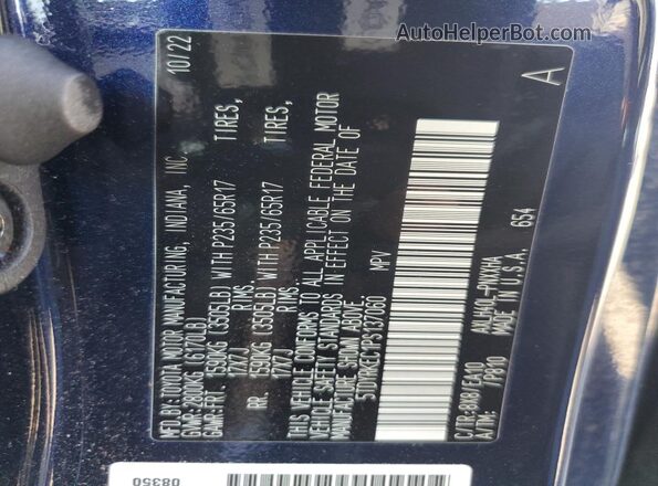 5TDYRKEC1PS137060 2023 TOYOTA LE Blue Widok naklejki z numerem VIN
