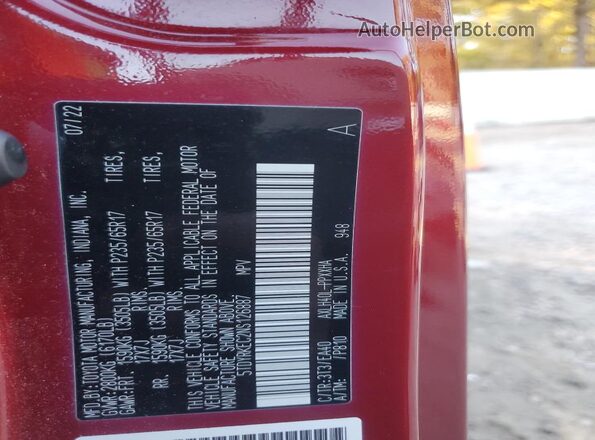 5TDYRKEC2NS126887 2022 TOYOTA LE Burgundy Սալոնի 360 աստիճան տեսք