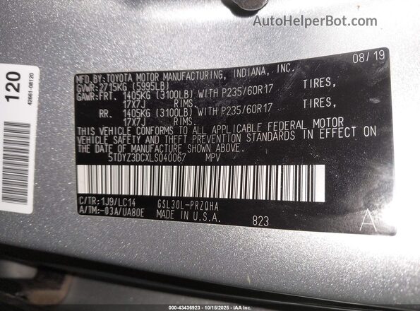 5TDYZ3DCXLS040067 2020 TOYOTA LE Silver Engine compartment view