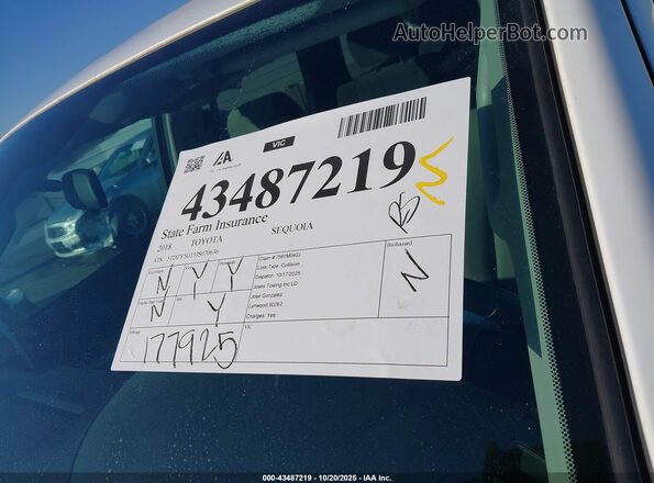 5TDZY5G15JS070636 2018 TOYOTA SEQUOIA White 